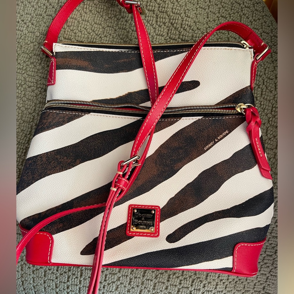 Dooney & Bourke Zebra Print Bag with Red Trim
